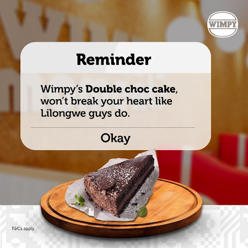 Friendly reminder: the Wimpy Double Choc...