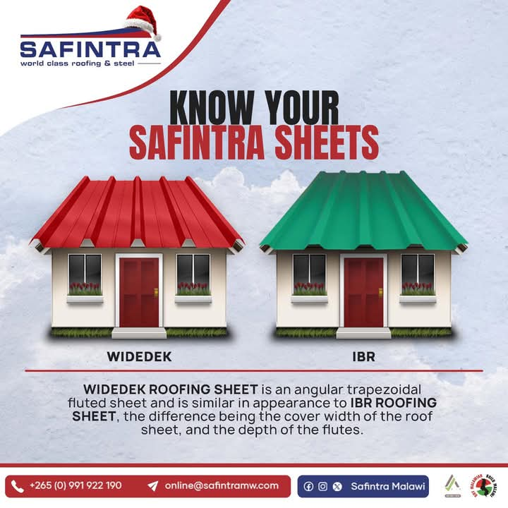 Know your Safintra sheets!
Widedek roof...